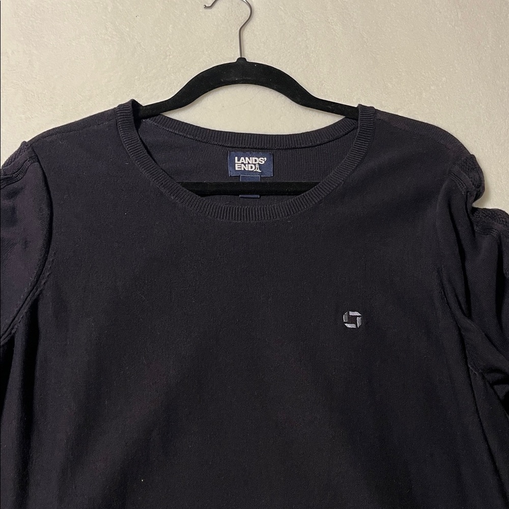 Lands' End Classic Navy blue Crew Neck tunic style sweater